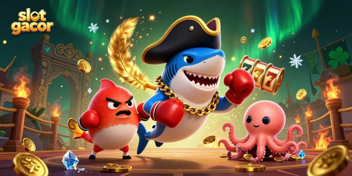 Experience thrilling gameplay with slot gacor as vibrant characters celebrate with coins and symbols in a lively casino.