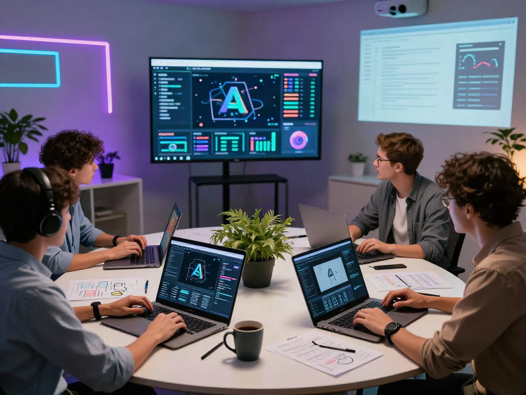 AI Image Detector technology showcased in a high-tech workspace with collaborative programmers