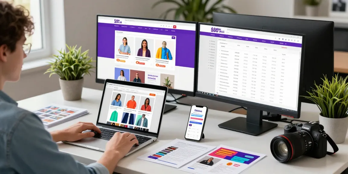 Engaging e-commerce workspace illustrating https://www.www456bd.com/ with vibrant displays and marketing materials.