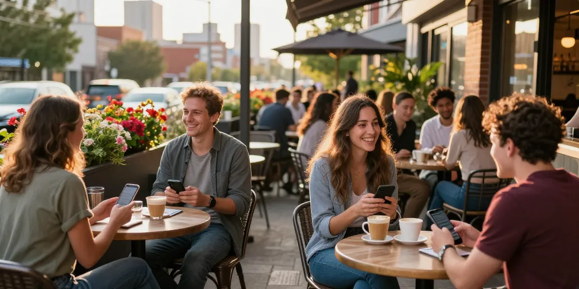 Singles engaging in dating conversations at a café, showcasing vibrant dating interactions.