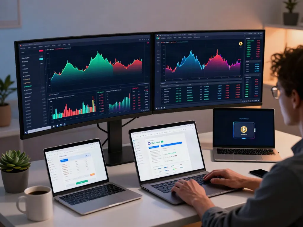 金融数据API平台 in a professional crypto trading workspace showcasing real-time analytics, advanced trading interfaces, and digital wallet management.
