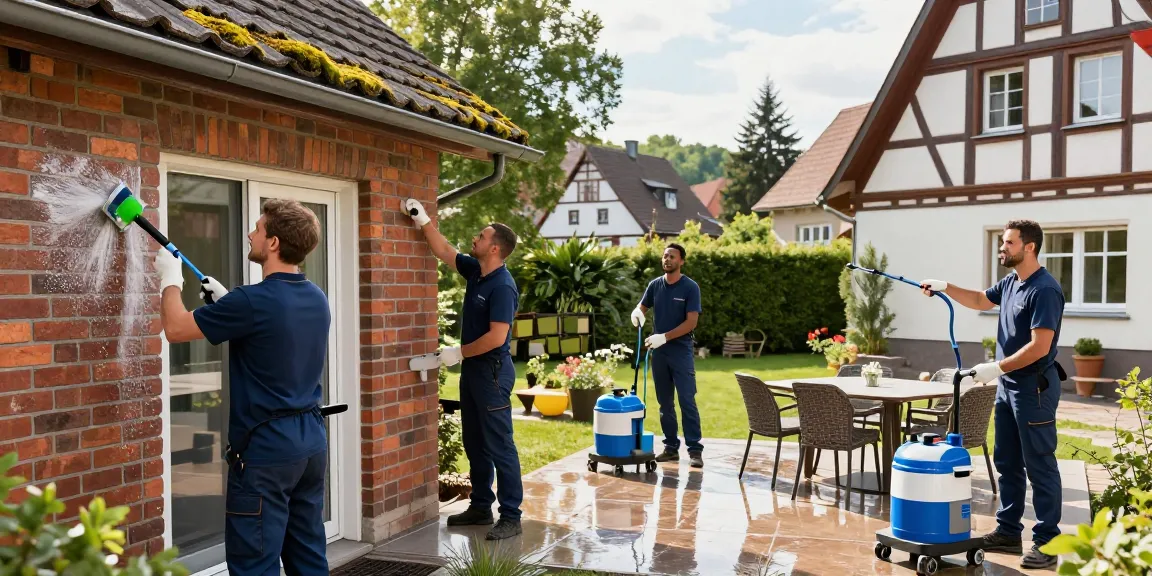 Fassadenreinigung Nieheim: Professionelles Team bei der umweltschonenden Reinigung von Terrassen und Dächern.