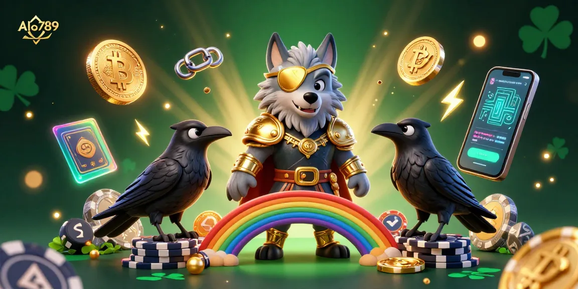 Engage with Alo 789's vibrant online gambling scene showcasing a Norse-inspired trio amidst casino elements.