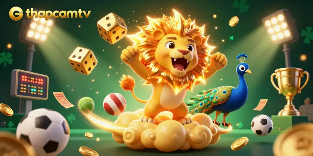 Experience the thrill of thapcamtv with vibrant sports balls and golden gaming elements