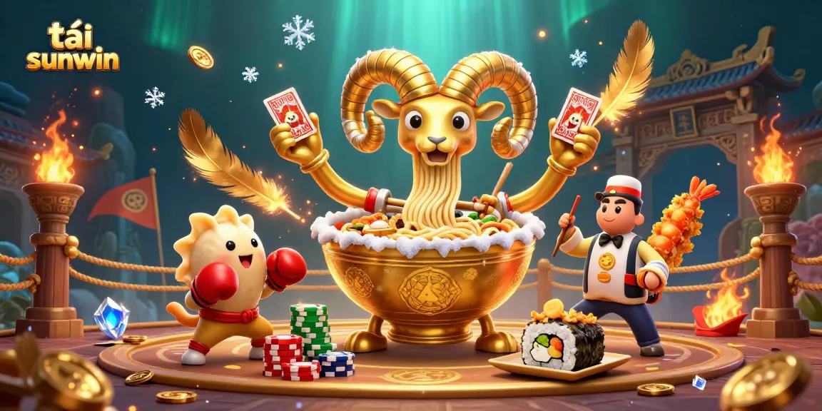 Engage in thrilling gameplay with tải sunwin featuring a lively casino scene and cartoon characters.