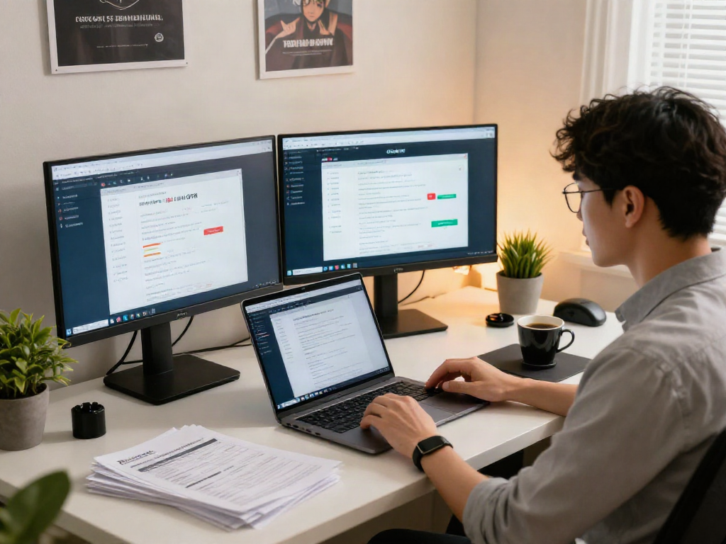 Professional verification expert analyzing 안전한 먹튀스팟 검증사이트 metrics in a focused home office.