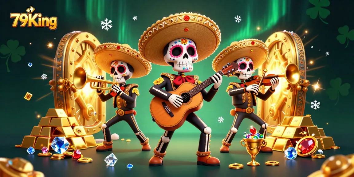 79King's vibrant casino scene showcases a lively mariachi band surrounded by treasures, adding excitement to the gaming experience.