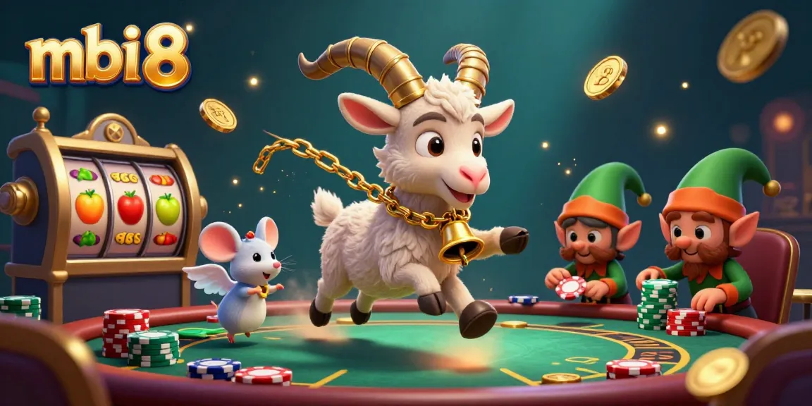 Join the excitement at mbi 8 with a dynamic scene of Krampus managing a lively casino amidst playful chaos.