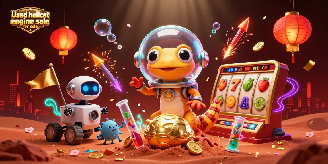 Engage with thrilling casino elements as you explore a Used hellcat engine for sale in a vibrant Martian landscape.