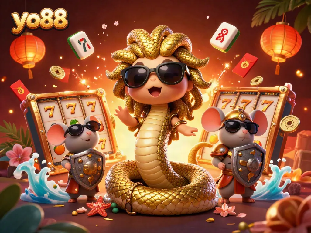 Experience the thrill of winning with yo88 in this vibrant 3D casino illustration featuring unique gaming elements.