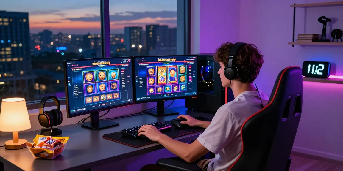 ทดลองเล่นสล็อต ในห้องเล่นเกมทันสมัย พร้อมบรรยากาศช่วงเย็น