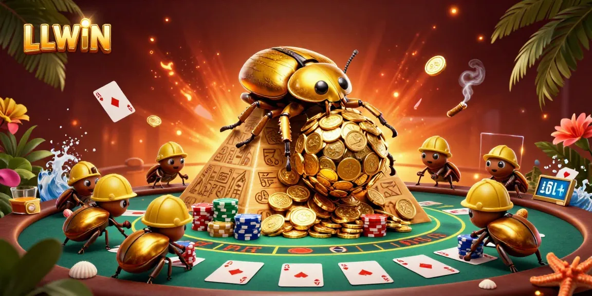 Engage in thrilling gaming adventures at LLWIN with golden coin beetles and poker elements!