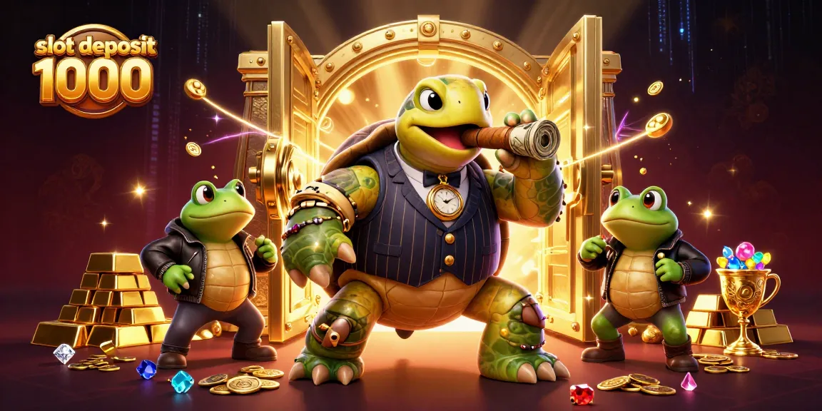 Experience the excitement of slot deposit 1000 with unique characters and gold treasures in a vibrant casino...