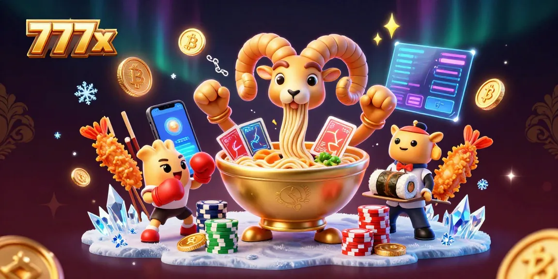 Engage in thrilling gaming at 777x with vibrant characters and crypto elements in a casino scene.