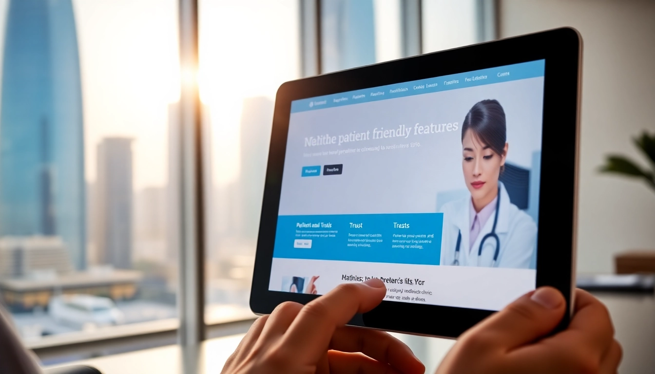 Designing a medical clinic website Dubai with patient leads featuring user-friendly interface highlights.