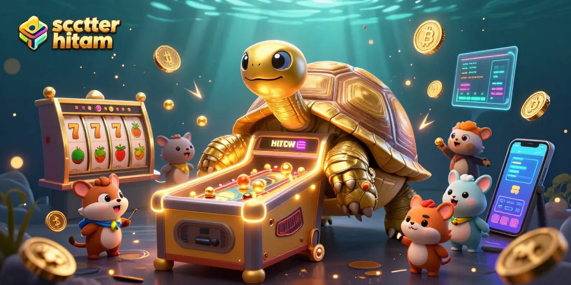 Experience scatter hitam in a vibrant 3D casino scene featuring playful animals and slot symbols.