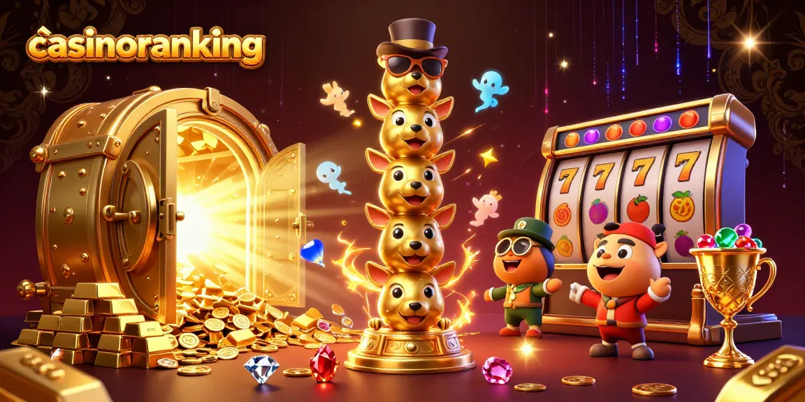 Engage with the thrilling 3D scene featuring casinoranking's golden totem, jackpot riches, and gaming excitement.