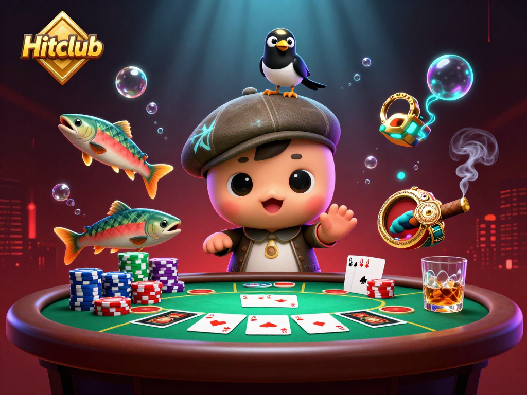 Hitclub sparks excitement with a playful Nessie, poker chips, and jackpot elements.