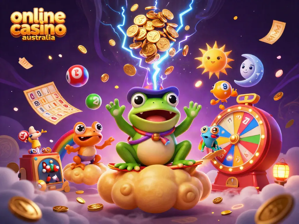 Experience thrilling action at an exciting online casino in Australia with a vibrant storm of coins and games.