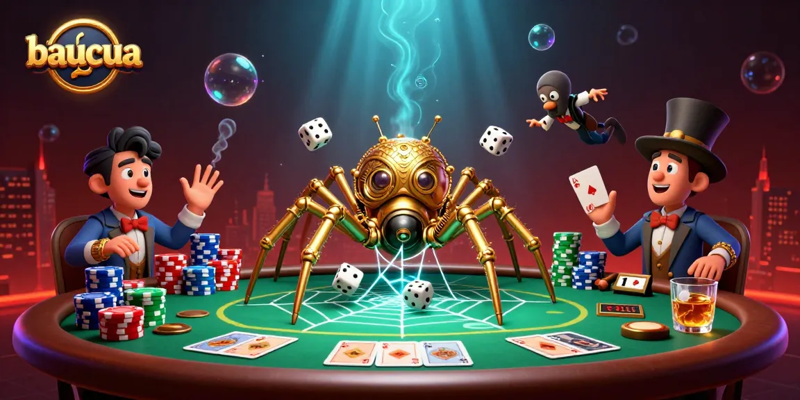 Baucua engagingly captures a playful steampunk scene filled with poker elements and vibrant colors.